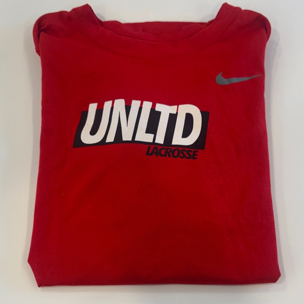 Nike Red UNLTD Lacrosse Logo Tee size XL